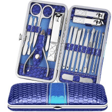 Ergonomisch ontworpen manicureset, roestvrijstalen tools met vacuümcoatingtechnologie, reisvriendelijke etui, ideaal voor Halloweenfeesten en