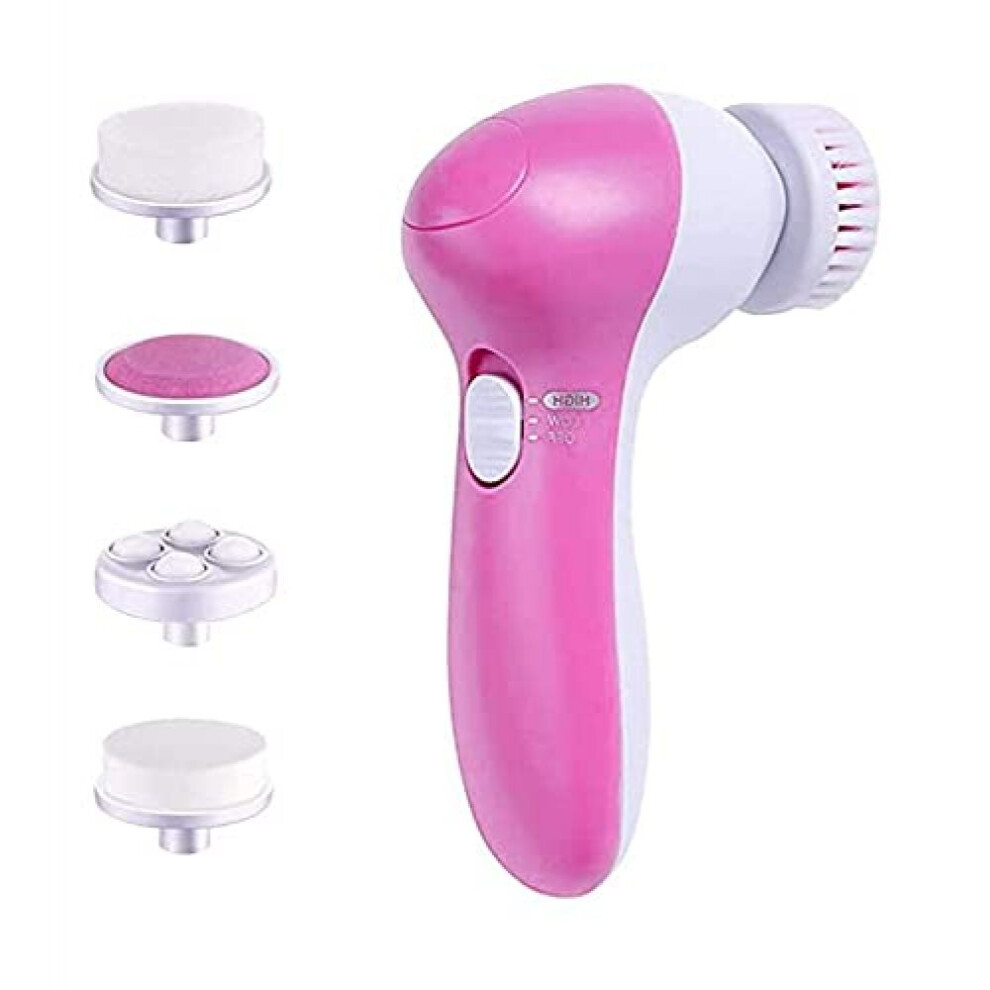 Battery Operated Facial Cleansing Brush For Gentle Exfoliating, Water Resistant Deep Cleansing Exfoliator With Massage Head For Sensitive Skin (5