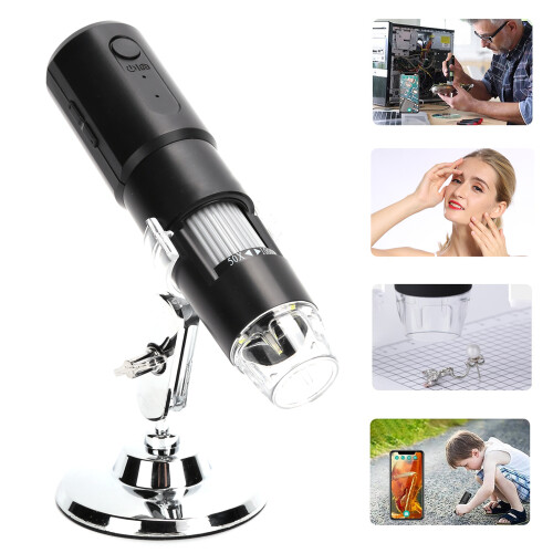 Wireless Microscope 1000X Zoom, 8 LED, 30W Pixel, Stand