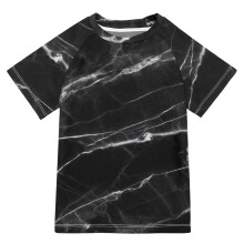 Toddler Swim Shirts Black Marble Boys Short Sleeve Rash Guard Swim Ages 312 Years