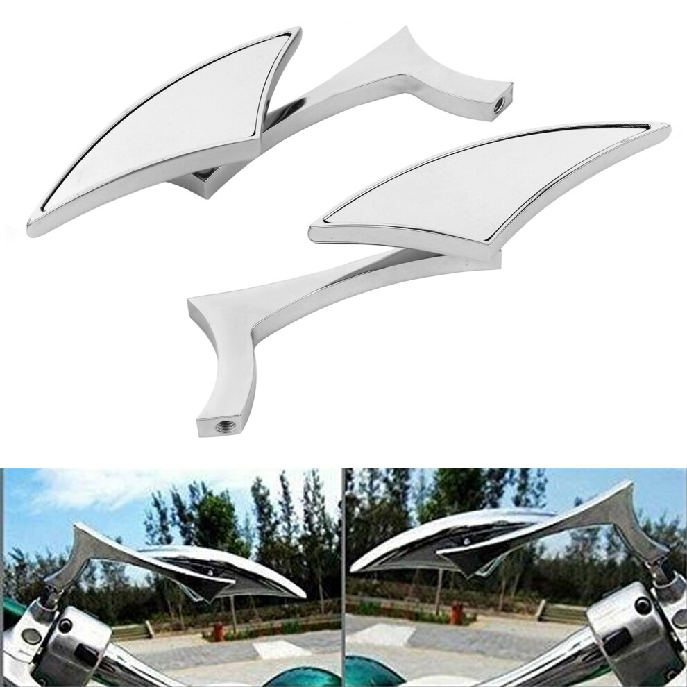 2Pcs Chrome Aluminum Alloy Motorcycle Rearview Mirrors 8Mm 10Mm Thread 9481379393404