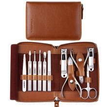 Set per manicure, strumenti di fabbricazione tedesca per una cura di qualità professionale, set per pedicure con custodia in vera pelle, lima per