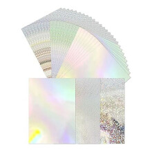30-Pack Metallic Holographic Cardstock Shiny Fluorescent A4 Thick Cardstock Mirror Paper for Card Making Scrapbooking
