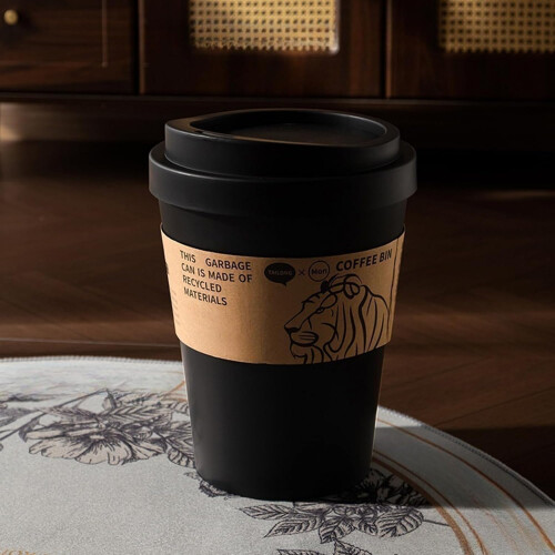 Trash Can Swing  Trash Bin Coffee Cup Shape, Large Capacity, Quiet Operation, Black 1