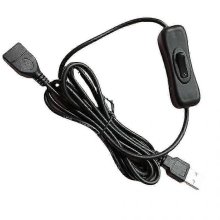 (Black, 304 switch) 2m USB Extension Cable with On/Off Switch, Male to Female for Data & Power