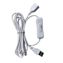 (White, 304 switch) 2m USB Extension Cable with On/Off Switch, Male to Female for Data & Power