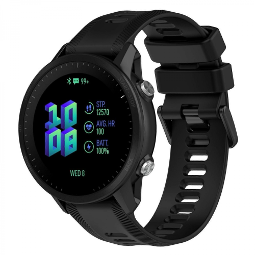 (Black) Garmin Forerunner 955 Silicone Twill Watch Band 1