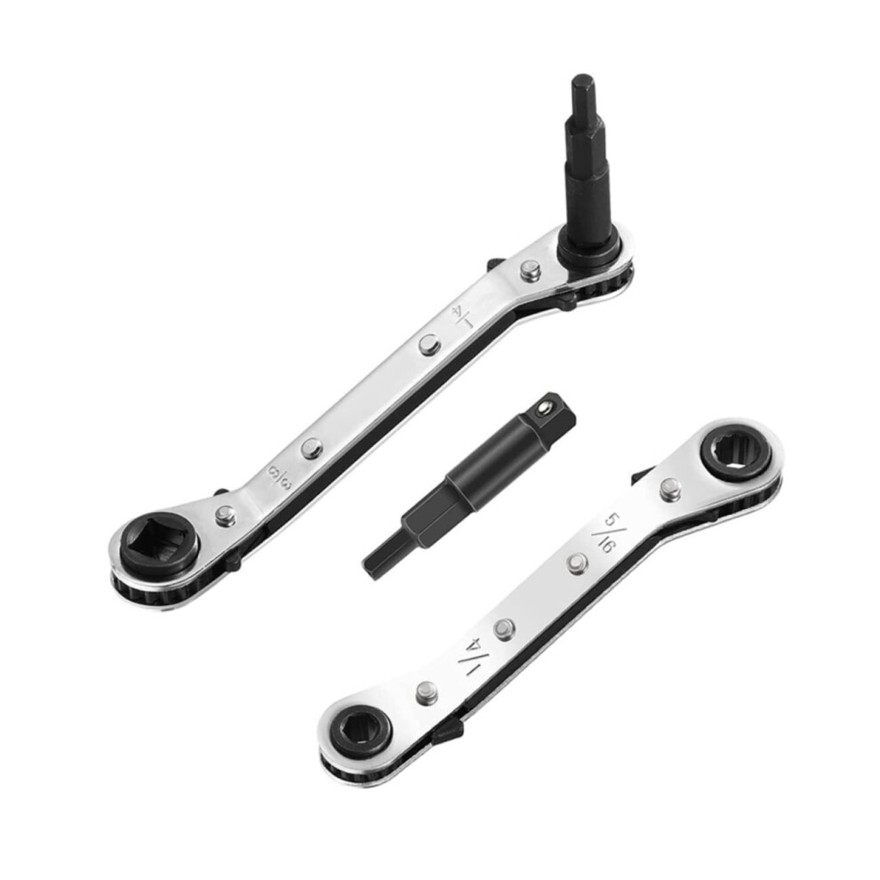 Refrigeration Ratchet Wrench 4 Size Dual End Hvac Valve Spanner Tool For Air Conditioner 9199774600491