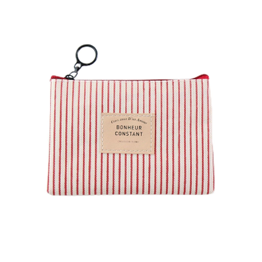 Makeup Bags Unisex Pencil Travel Toiletry Organizer Red Stripes Small Cosmetic Bag