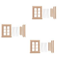 3X 1:12 Casa de Muñecas Miniatura Ventana Doble Marco de 6 Paneles de Vidrio Y Placa de Cristal Casa de Muñecas Bricolaje Doble Ventana Accesorios