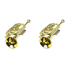 2X Trumpet Kids Musical Educational Toy Wind Instruments ABS Gold Trumpet with 4 Colored Keys for Kids