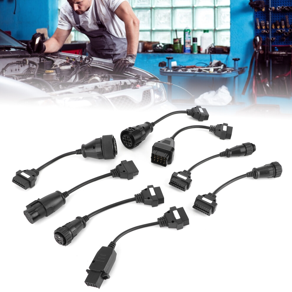 8Pcs Truck Obd2 Connector Extension Cables Set, Dc 12V Black 8711379400156