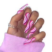 Manucure de qualité professionnelle, faux ongles dégradés, faux ongles à couverture complète pour femmes et filles, faciles à utiliser sans