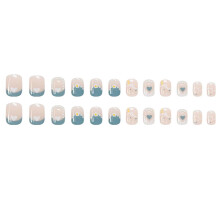 Ongles en acrylique de tailles variées, ornés de breloques en forme de cœur, pour femmes et filles. Application facile grâce à leur adhésif