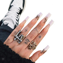 Unghii acrilice lucioase, versatile, în formă de migdale, aplicate prin presare, ușor de aplicat, nail art la modă, cadou perfect (24 buc) pentru