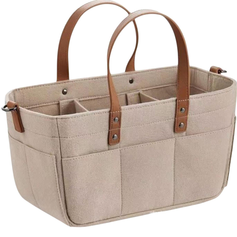 Baby Nappy Caddy Organiser, Portable Nursery Storage Basket For Wipes (Beige) Beige