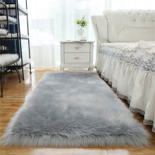 Fluffy Rugs Living Room Shag Rug 100x180cm Non Slip Faux Fur Carpet Washable Plush Anthracite Square