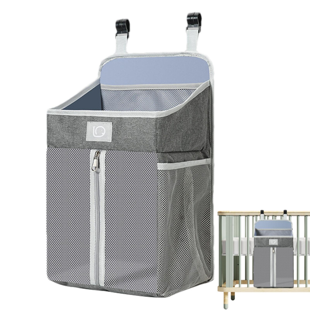 Nappy Stacker For Cot Beds, Crib Organiser, Playground, Nursery Organiser For Cot, Nappy Caddy Organiser For Baby Supplies Gray