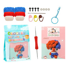 Beginner Crochet Kit | Cute Clown Crochet Set StepbyStep Crochet Guide, Yarn & Tools Included, Red/Blue, Adults & Kids