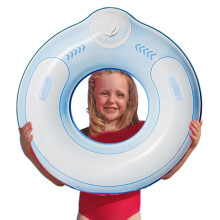 Inflatable swim ring Large with handles, load capacity, pool garden water fun, sea blue S
