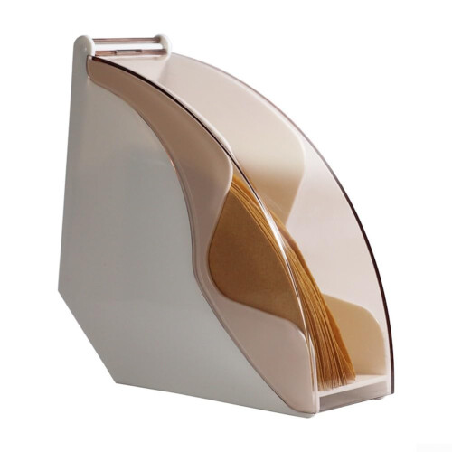 Practical Storage Solution For Coffee Filter Storage And More With Acrylic Cover White Countertop Organizer