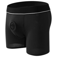 Boxer Shorts Men's Low Rise StrapOn with Silicone ORing Black XXL