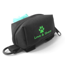 Pet waste bag holder, leash attachment, waste bag dispenser, made of Oxford fabric for dogs, cats, running, walking, training, hiking.