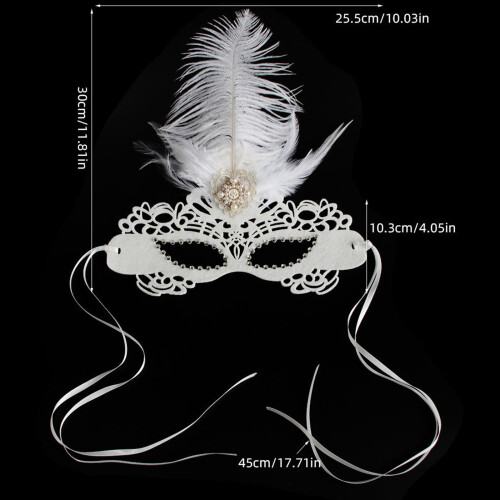 Schimmernde Halbgesichtsmaske mit Federn und elastischen 2