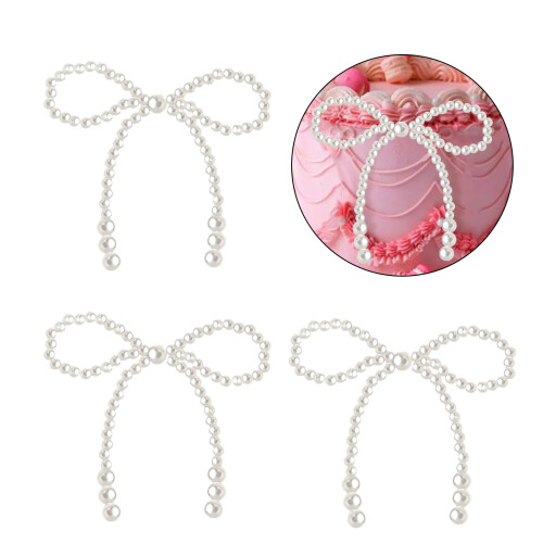 12Pcs White Imitation Pearls Bowknot Cake Decoration Cake 1