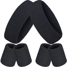 Atmungsaktive Frottee-Sportbänder für Kinder und Erwachsene, feuchtigkeitsableitendes, rutschfestes, gestreiftes Stirn- und Armband-Set, 6-teilig