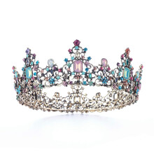 Coroană radiantă, bijuterie de aur, accesoriu elegant pentru petrecere de quinceanera, tip prințesă regală, bucle cu 4 pini pentru fixare