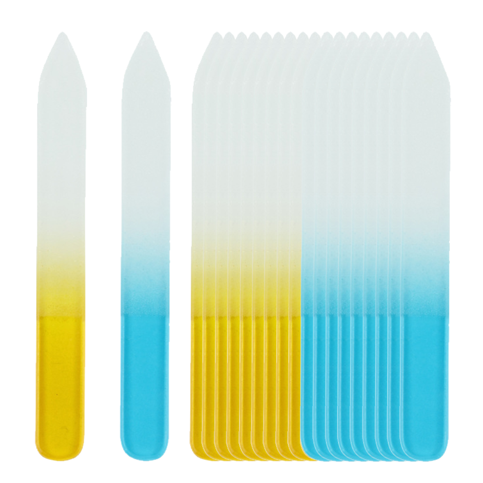 Double Sided Etched Crystal Glass Nail File, Hygienic & Washable Alternative For Nail Art & Nail Care, With Protective Case For On-The-Go Use (Grad