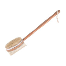 Escova de banho corporal com cabo longo para promover a circulação sanguínea, cerdas naturais, ideal para escovação a seco ou úmido, com design