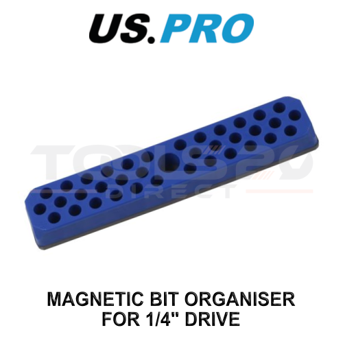 us pro US PRO Tools Magnetic Bit Organiser 1/4" Drive Holds 36 Bits + Adaptor 6929