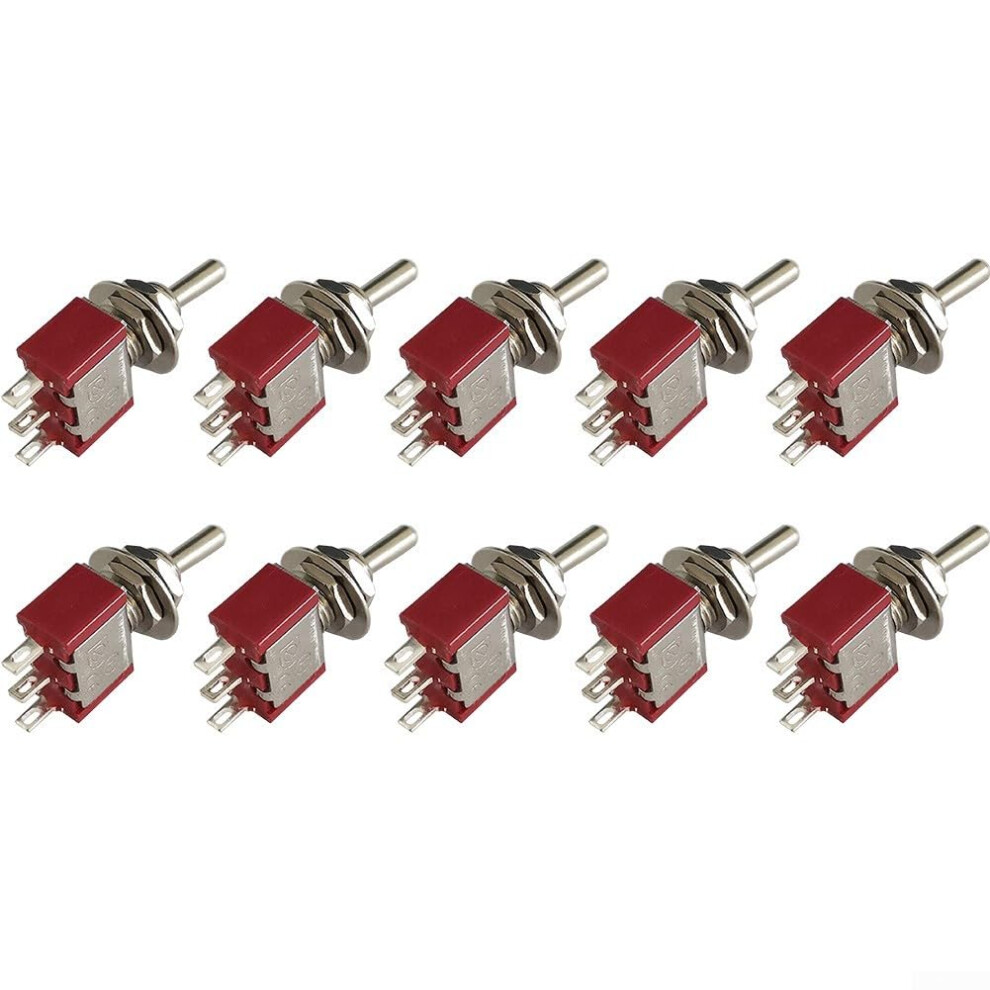 On Off On Toggle Switches 10Pack, 3Pin 3Position, For Electrical Devices & Projects, Ac 250V 2A / 120V 5A, Metal Case 9199774605656