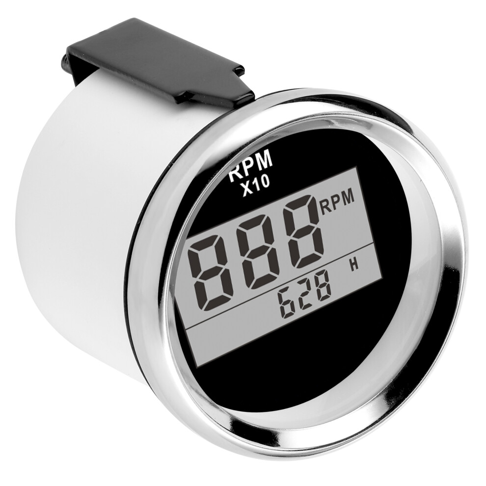 0-9990Rpm Waterproof Tachometer Gauge 52Mm Lcd Backlight Red 8431379408425