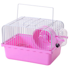 Hamster cage, small guinea pig house with silent running wheel, water bottle and accessories, plastic pet carrier for going out, travel/9x6.7x6.7