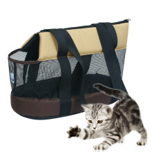 Foldable Cat Carrier with Shoulder Strap SoftSided Pet Travel Bag for Cats and Dogs, Large Brown