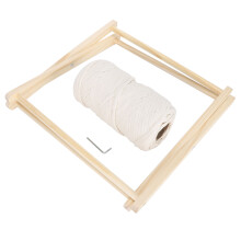 Wooden Weaving Loom for Creative Minds, DIY Weaving Loom with Knitted Tassel Accent and Standing Support, Beginner Weaving Loom Multi-Craft Weaving