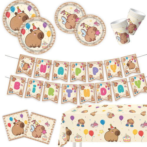 Capybara Printed Cups Decorative Hanging Flags Tablecloth Dishes
