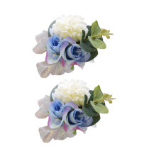 Paar schöne Handgelenk-Korsagen, Hochzeitsaccessoires,-Blau