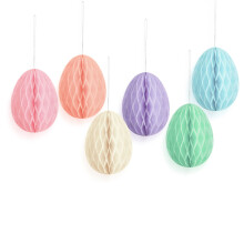 6 Stück dekorative Eier-Ornamente mit Schnur für Korbfüller,