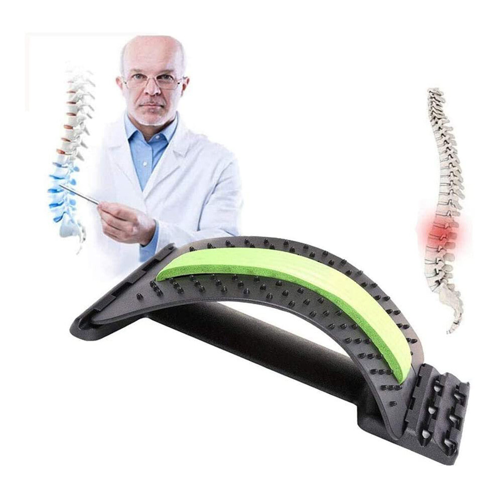 Posture Correction Tool with Acupressure Massage, 3-Level Adjustable Spine Decompression Device, Portable Back Stretcher for Lower Back Pain Relief a