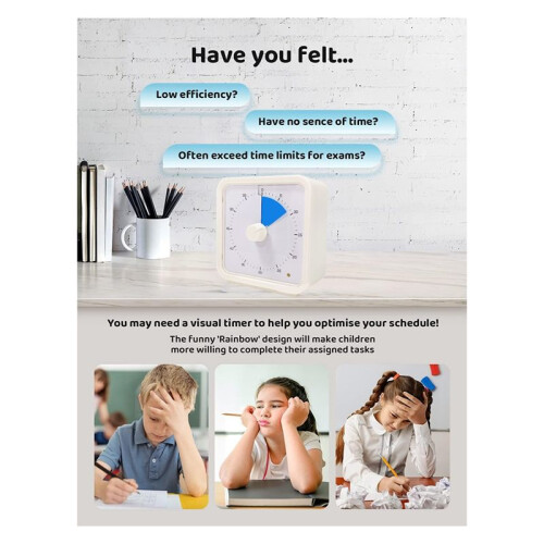 60-Minute Visual Timer for Kids,  Management Tool Study Classroom Timer, Pomodoro Timer with Silent Operation 2
