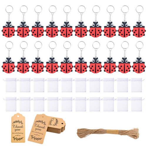 Porte-clés Design coccinelles, 20 pièces, couleur vive, détails