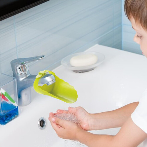 Sink Extender Kids Hand Washer Flexible Spout Attachment Easy Flow Control Bath Training Green 1