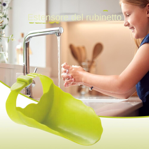 Sink Extender Kids Hand Washer Flexible Spout Attachment Easy Flow Control Bath Training Green 2