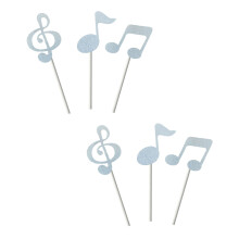 Pack Of 1 Music Cake Toppers Colorful Eighth Note-Silver