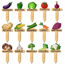 Garden Plant Labels 15Piece Wooden Vegetable Markers, MoistureResistant Tags for Outdoor Gardens