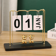 Calendario perpetuo nero a pendolo, in legno australiano e metallo, per ufficio, riutilizzabile
